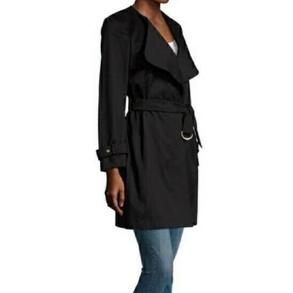 Sandro Paris Malena 100% cotton 3/4 length Black trench coat size 4 EU 36 - Picture 3 of 12